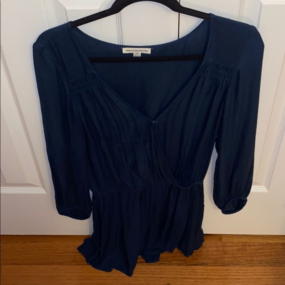Long sleeve navy romper